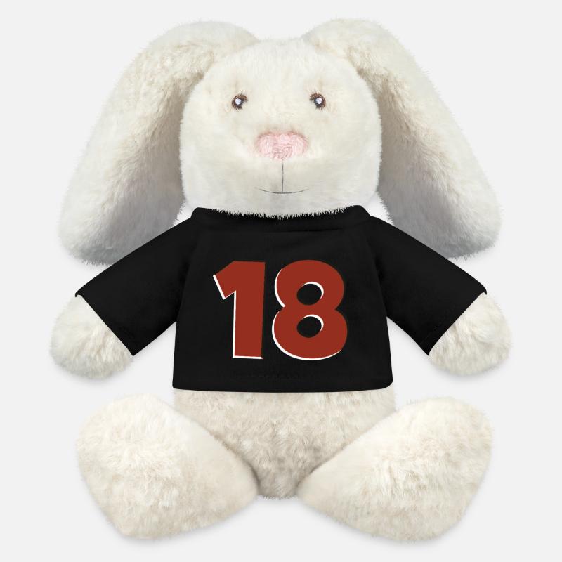 18 rouge - Lapin en peluche recyclé MiniFeet® Crème - noir
