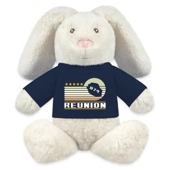 Geschenkidee Designkarte La Réunion 974 - MiniFeet® RecycelHase® Creme - French Navy - Vorne