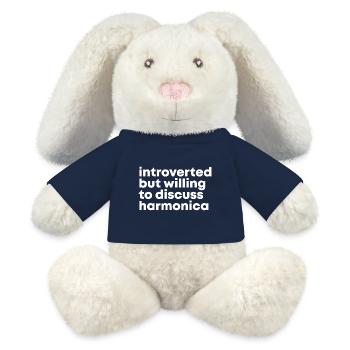 harmonica - Lapin en peluche recyclé MiniFeet® Crème - bleu marine - Devant