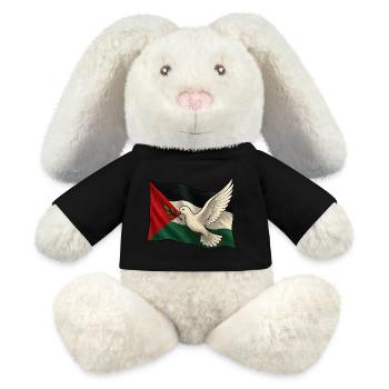 Colombe de paix & drapeau – Palestine libre - Lapin en peluche recyclé MiniFeet® Crème - noir - Devant