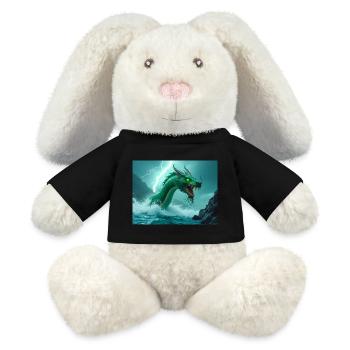 Jiao, stürmischer Wasserdrache der chinesischen Mythologie - MiniFeet® RecycelHase® Creme - Schwarz - Vorne