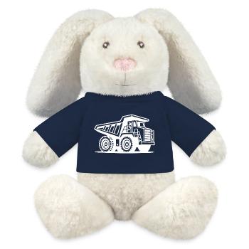 Silhouette de camion minier industriel - Lapin en peluche recyclé MiniFeet® Crème - bleu marine - Devant