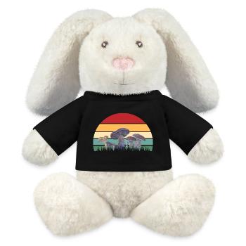 Motif mycologique du coucher de soleil - Lapin en peluche recyclé MiniFeet® Crème - noir - Devant