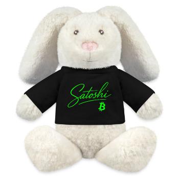 Satoshi Lettering Bitcoin Neon Motif Crypto Fan - MiniFeet® RecycelHase® Bunny Cream - black - Front