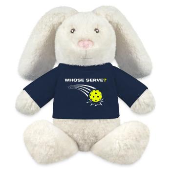 Whose serve? lustiges Pickleball Spieler - MiniFeet® RecycelHase® Creme - French Navy - Vorne