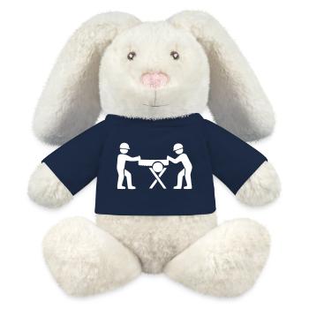 Sawing of wood - MiniFeet® RecycelHase® Bunny Cream - french navy - Front
