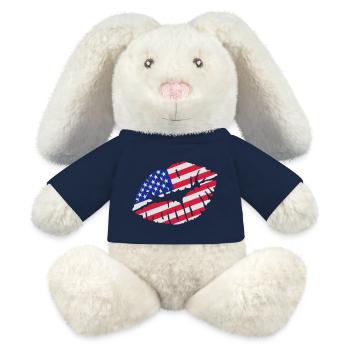 Etats-Unis - Lapin en peluche recyclé MiniFeet® Crème - bleu marine - Devant