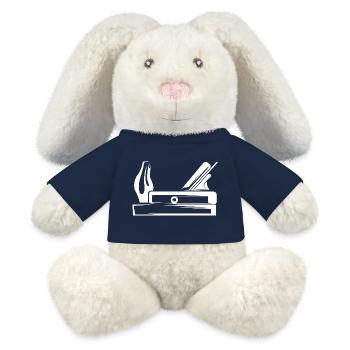 Hobel Werkzeug Tischler Schreiner Symbol Logo icon - MiniFeet® RecycelHase® Creme - French Navy - Vorne
