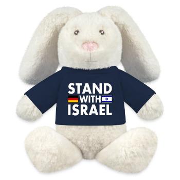 Israel - Lapin en peluche recyclé MiniFeet® Crème - bleu marine - Devant