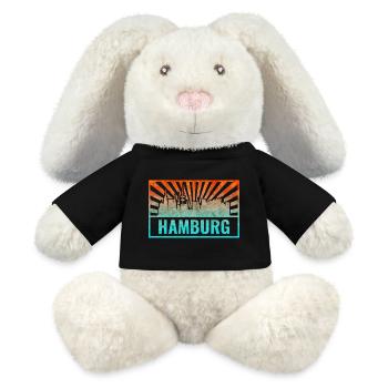 Hamburg Skyline Gradient - MiniFeet® RecycelHase® Creme - Schwarz - Vorne