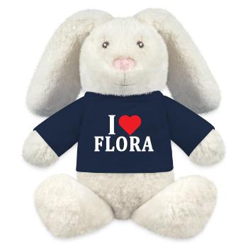 T-Shirt I love Flora T-Shirt Geschenkidee - MiniFeet® RecycelHase® Creme - French Navy - Vorne