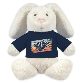 Badminton Rétro Vintage - Lapin en peluche recyclé MiniFeet® Crème - bleu marine - Devant