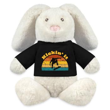 Skateboard Skateboarding Retro Sunset - Lapin en peluche recyclé MiniFeet® Crème - noir - Devant