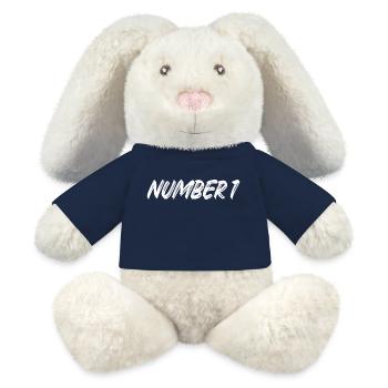 Number 1 - eins - erster - erste - 1 - Nummer 1 - MiniFeet® RecycelHase® Creme - French Navy - Vorne