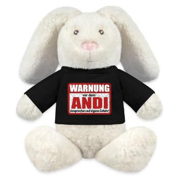 Andi Name Lustiges Warnschild - MiniFeet® RecycelHase® Creme - Schwarz - Vorne