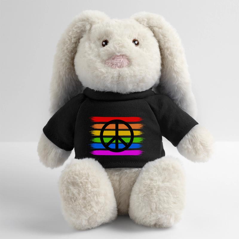 Peace zeichen auf LGBT Regenbogen flagge MiniFeet® RecycelHase® Creme