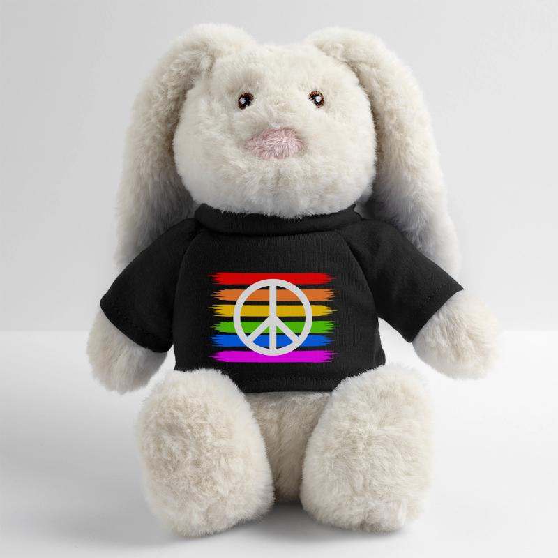 Peace peace sign on rainbow rainbow flag MiniFeet® RecycelHase® Bunny Cream
