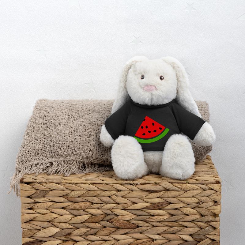 Melon pastèque Lapin en peluche recyclé MiniFeet® Crème