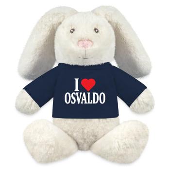 t shirt I love Osvaldo t-shirt gift idea - MiniFeet® RecycelHase® Bunny Cream - french navy - Front