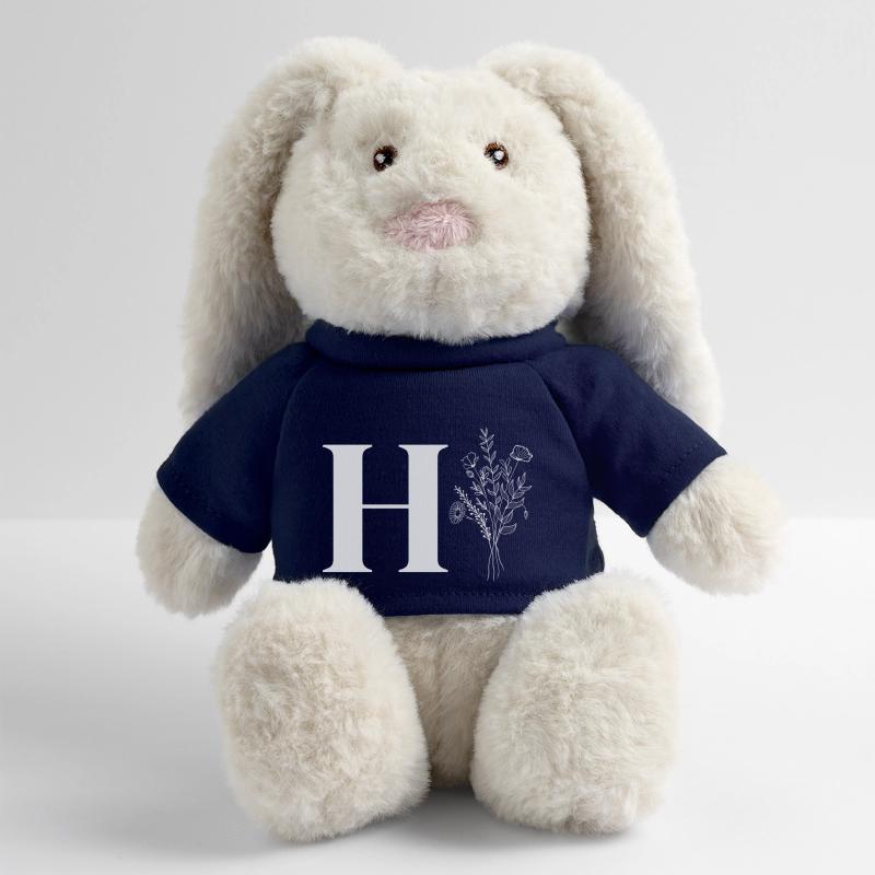 Lette h fleurs minimalistes Lapin en peluche recyclé MiniFeet® Crème
