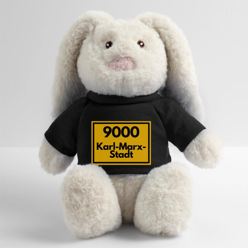 Plaque de lieu - puis ancien code postal 9000 Karl Marx Stadt Lapin en peluche recyclé MiniFeet® Crème