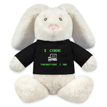 Ich programmiere, also bin ich – lustiges Entwickler-T-Shirt - MiniFeet® RecycelHase® Creme - Schwarz - Vorne