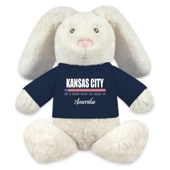 Kansas City - Lapin en peluche recyclé MiniFeet® Crème - bleu marine - Devant
