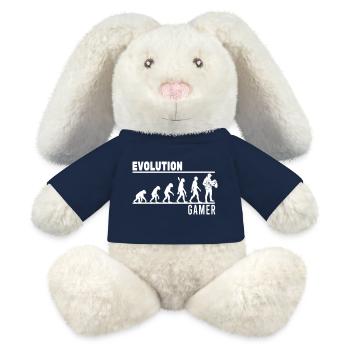 Evolution Gamer - Lapin en peluche recyclé MiniFeet® Crème - bleu marine - Devant