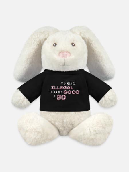 Illégalement Look Look At 30 – Anniversaire néon - Lapin en peluche recyclé MiniFeet® Crème - noir