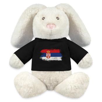 Drapeau vintage de la Serbie - Lapin en peluche recyclé MiniFeet® Crème - noir - Devant