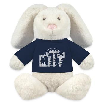 Skyline, City - version blanche - Lapin en peluche recyclé MiniFeet® Crème - bleu marine - Devant