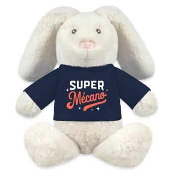 Super mécano - Lapin en peluche recyclé MiniFeet® Crème - bleu marine - Devant