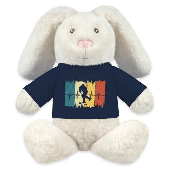 Battement de cœur Vintage Hockey - Lapin en peluche recyclé MiniFeet® Crème - bleu marine - Devant