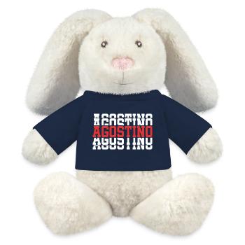 Agostino t-shirt stacked text gift t-shirt - MiniFeet® RecycelHase® Bunny Cream - french navy - Front