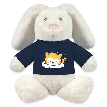 Bébé chat qui dors - Lapin en peluche recyclé MiniFeet® Crème - bleu marine - Devant