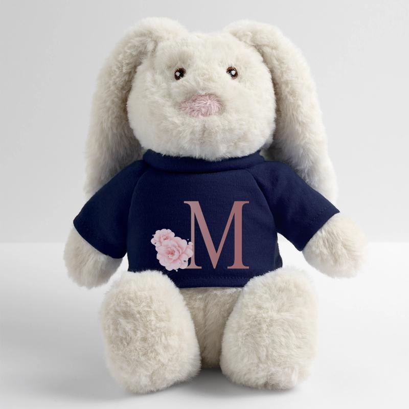 Lettre M avec des fleurs Lapin en peluche recyclé MiniFeet® Crème