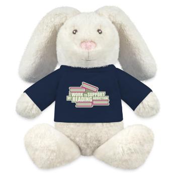 I Work To Support My Reading Addiction Bücher Logo - MiniFeet® RecycelHase® Creme - French Navy - Vorne