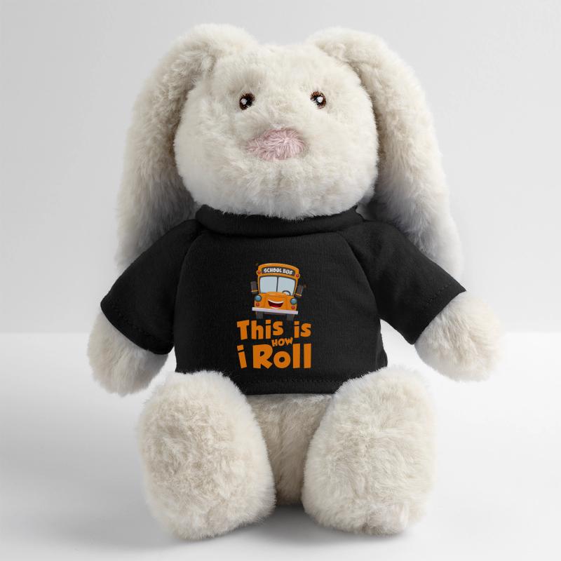 This is how i roll - school bus Lapin en peluche recyclé MiniFeet® Crème