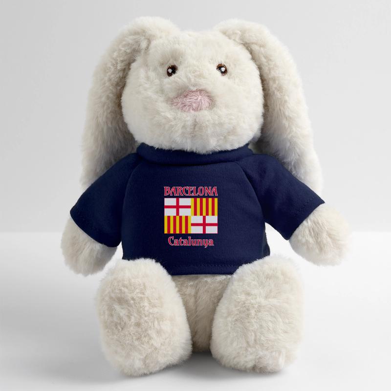 Drapeau de Barcelone en rouge, blanc et jaune Lapin en peluche recyclé MiniFeet® Crème