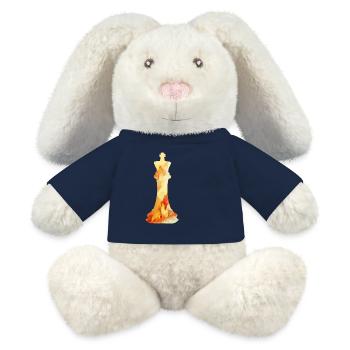 Échecs - Lapin en peluche recyclé MiniFeet® Crème - bleu marine - Devant
