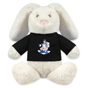 Man reads newspaper on the toilet - MiniFeet® RecycelHase® Bunny Cream - black - Front