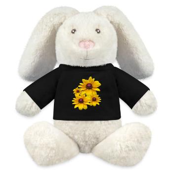 fleurs de coneflower floraison jaune, pétales, floral, - Lapin en peluche recyclé MiniFeet® Crème - noir - Devant