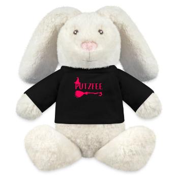 Putzfee cleaning maid cleaning lady - MiniFeet® RecycelHase® Bunny Cream - black - Front