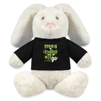 Tennis "Le tennis appelle" - Lapin en peluche recyclé MiniFeet® Crème - noir - Devant