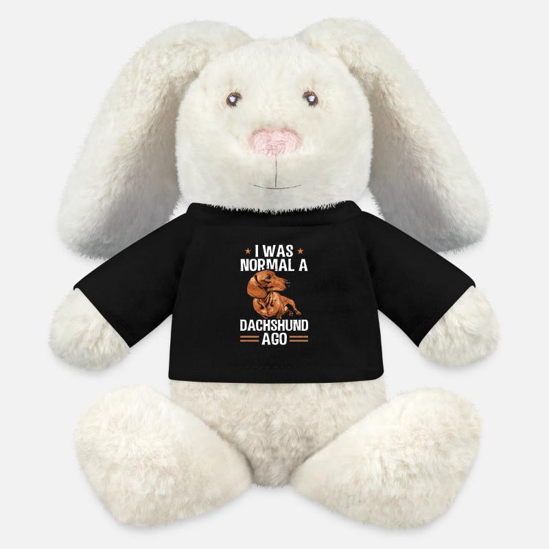J’étais normal | Teckel Teckel Cadeau - Lapin en peluche recyclé MiniFeet® Crème - noir
