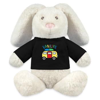 Freiheit und Abenteuer: Camping Leben - MiniFeet® RecycelHase® Creme - Schwarz - Vorne