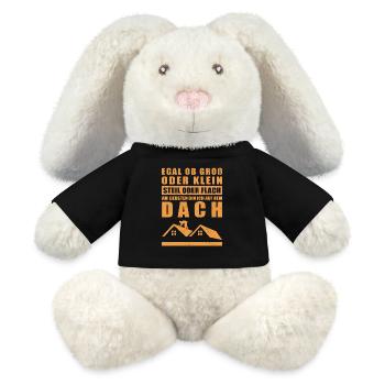 Dachdecker Spruch | Dachdeckermeister Geschenk - MiniFeet® RecycelHase® Creme - Schwarz - Vorne