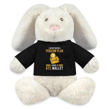 BTC Bitcoin Wallet Spruch - Lapin en peluche recyclé MiniFeet® Crème - noir - Devant
