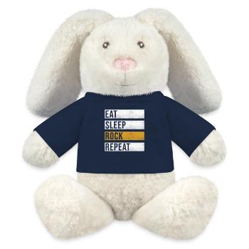Rock sort drôle rockers - Lapin en peluche recyclé MiniFeet® Crème - bleu marine - Devant