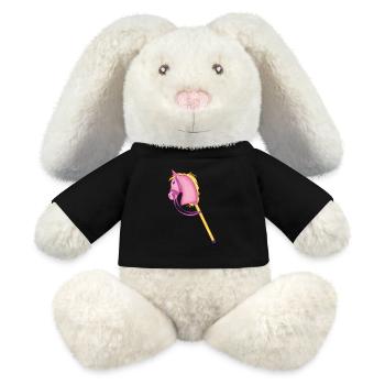 Buntes Steckenpferd Cool Hobby Horse Cadeaux - Lapin en peluche recyclé MiniFeet® Crème - noir - Devant